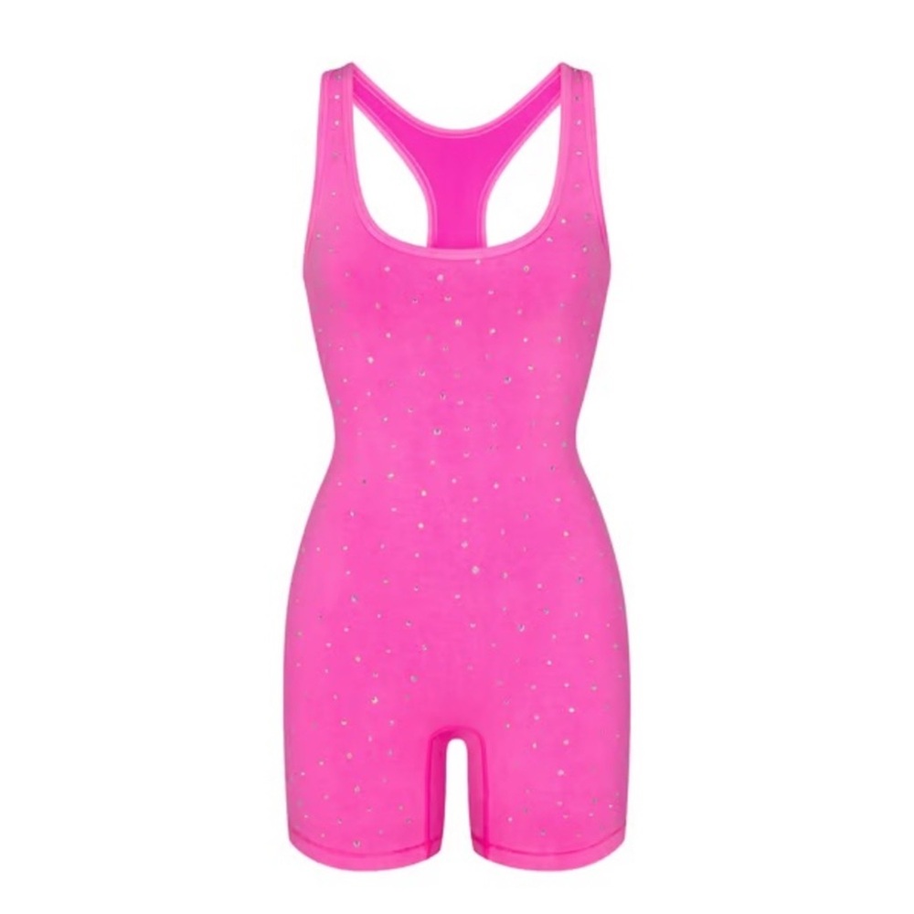 SKIMS Pink Rhinestone Jumpsuit